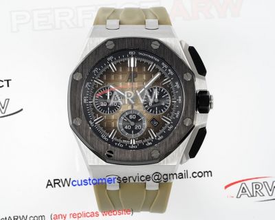 APF Audemars Piguet Royal Oak Offshore Super Clone Smoke Taupe Dial Khaki Green Strap Watch